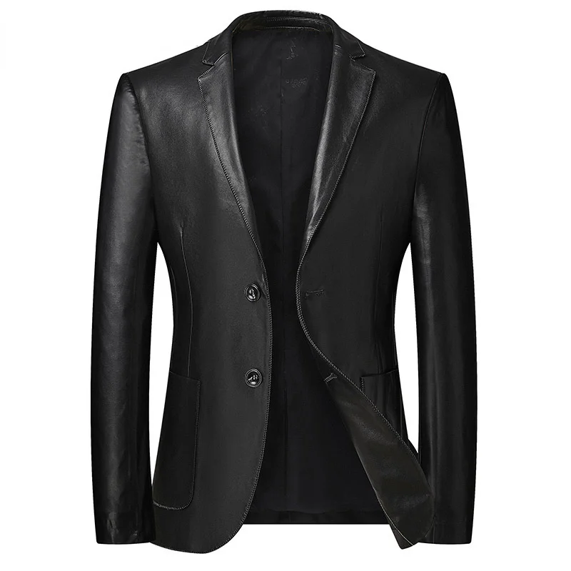 

New Plus Size 6XL 7XL 8XL Men's Leather Suit Jacket 2024 Autumn Classic Black Business Casual Loose Pu Coats Male Brand