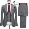 Cenne Des Graoom Elegant Grey Tweed Suits For Men Single Breasted 1 Buttons Jacket Vest Pants Slim Fit Wedding Business Meeting 1