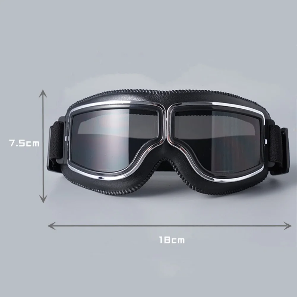 Motorcycle Goggles Safety Protective Sport Sunglasses Retro Vintage Scooter Pilot Leather Windproof UV for Outdoor Bicycle Cycling Ski