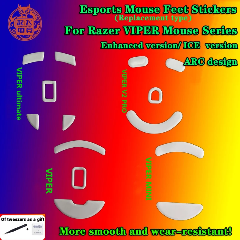 2 Set Mouse Piedi Pattini Per Razer Viper Ultimate Viper Mini V2 Pro Viper Mouse Foot Sticker Liscio Bianco Grigio Ptfe Sticker