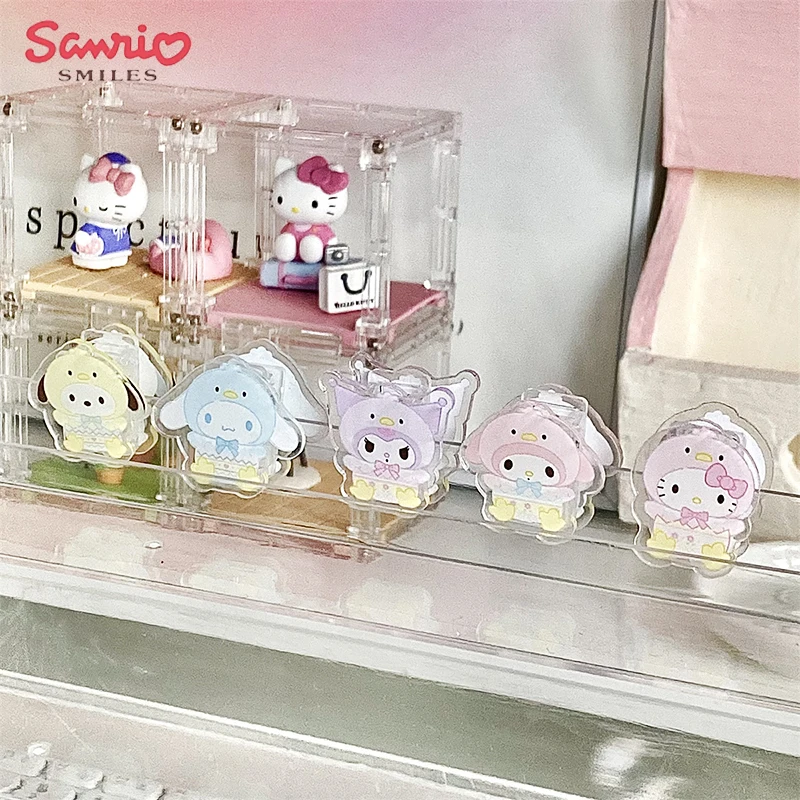 

Kawaii Hello Kittys Sanrio Transparency Note Pad Kuromi My Melody Cinnamoroll Pochacco Anime Cute Sealing Clamp Toys for Girls