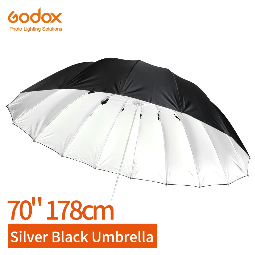 Godox paraguas reflectante para estudio de accesorio fotográfico de iluminación, color negro y plateado, 70 pulgadas, 178cm|light umbrella stroller|umbrella light kitlight up AliExpress