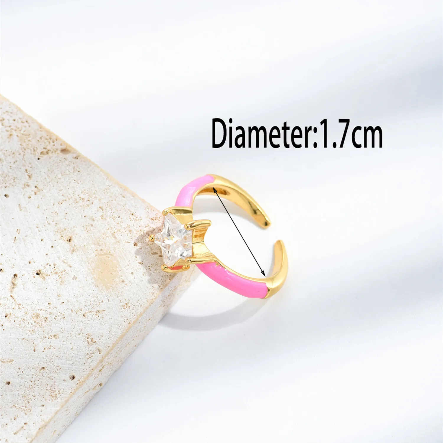 2021 INS Color Rainbow Fashion Rings For Women Finger Jewelry Clear CZ Colorful Neon Enamel Open Adjusted Dome Ring