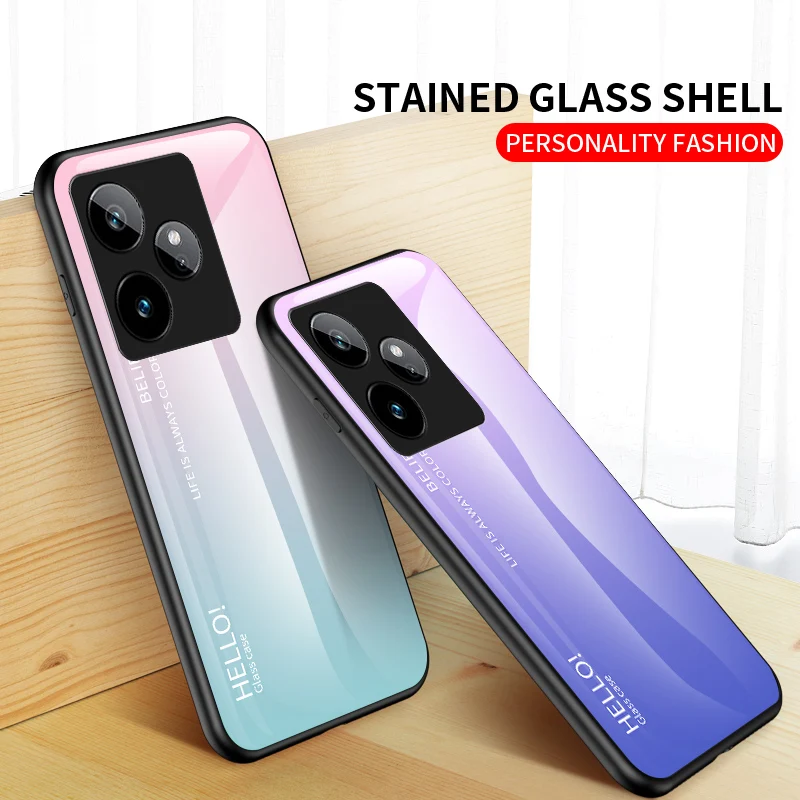 Gradation Tempered Glass Hard Back Protective Bumper Shockproof Case