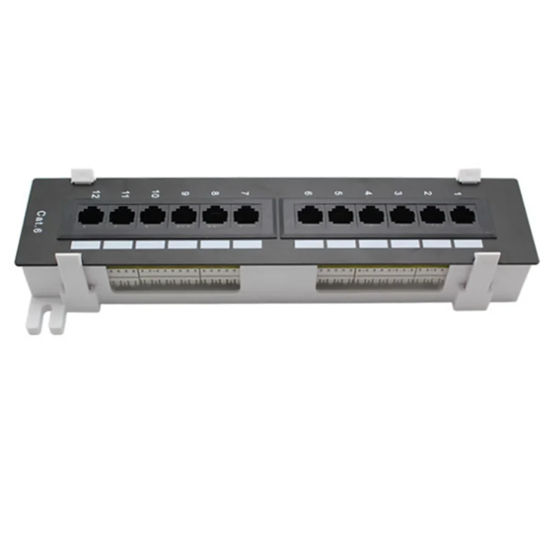 RJ45 Networking Patch Panel 12 Port CAT6 Network Tool Kit Wall Mount Rack Bracket