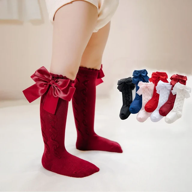 Baby Girls Socks Toddlers Bow Long Sock Kids Knee High Soft Cotton Mesh  Spanish Style Children 0-5 Years Breathable Socks Spring - AliExpress