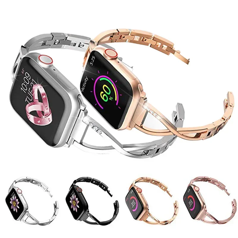 

X-shape Stainless Steel Watchband for Apple Watch 8/7/6/5/SE/Ultra 38/40/41mm 42/44/45/49mm Apple Watch Strap