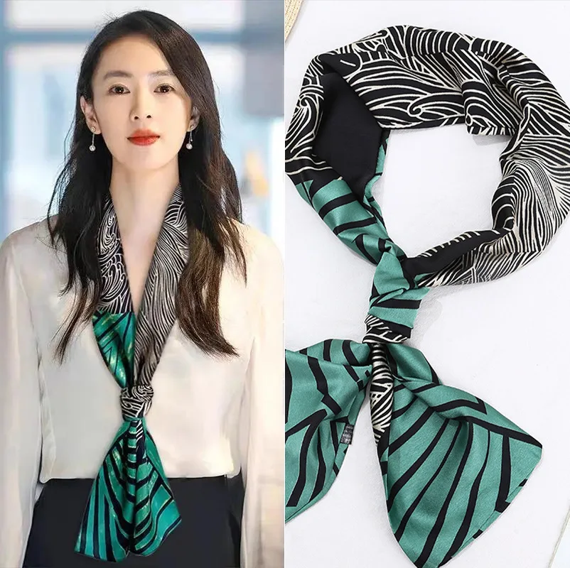 Petit Foulard En Soie Rétro Fille Coeur Printemps Et été Ruban étroit