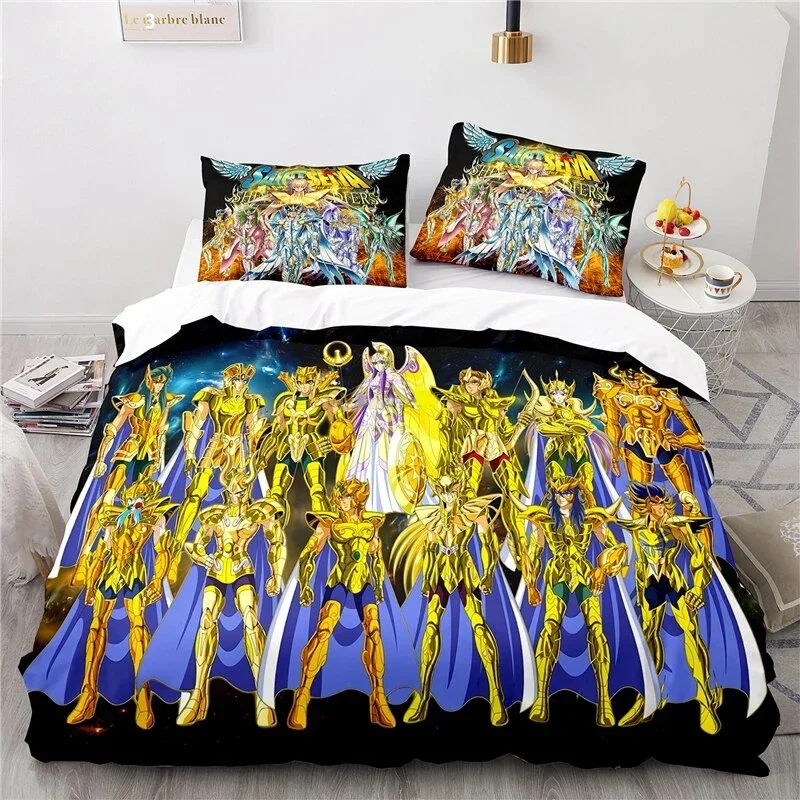 Anime Saint Seiya Bedding Set Duvet Cover Bedroom Comforter Covers Single Twin King ​Size Quilt Cover Home Textile 2/3PCS 4