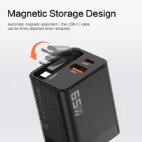 65W USB C Charger Power Supply USB C GaN Fast Charger 3-Port PD Charger Retractable Charging Cable for iPhone 16 MacBook Pro - Image 6