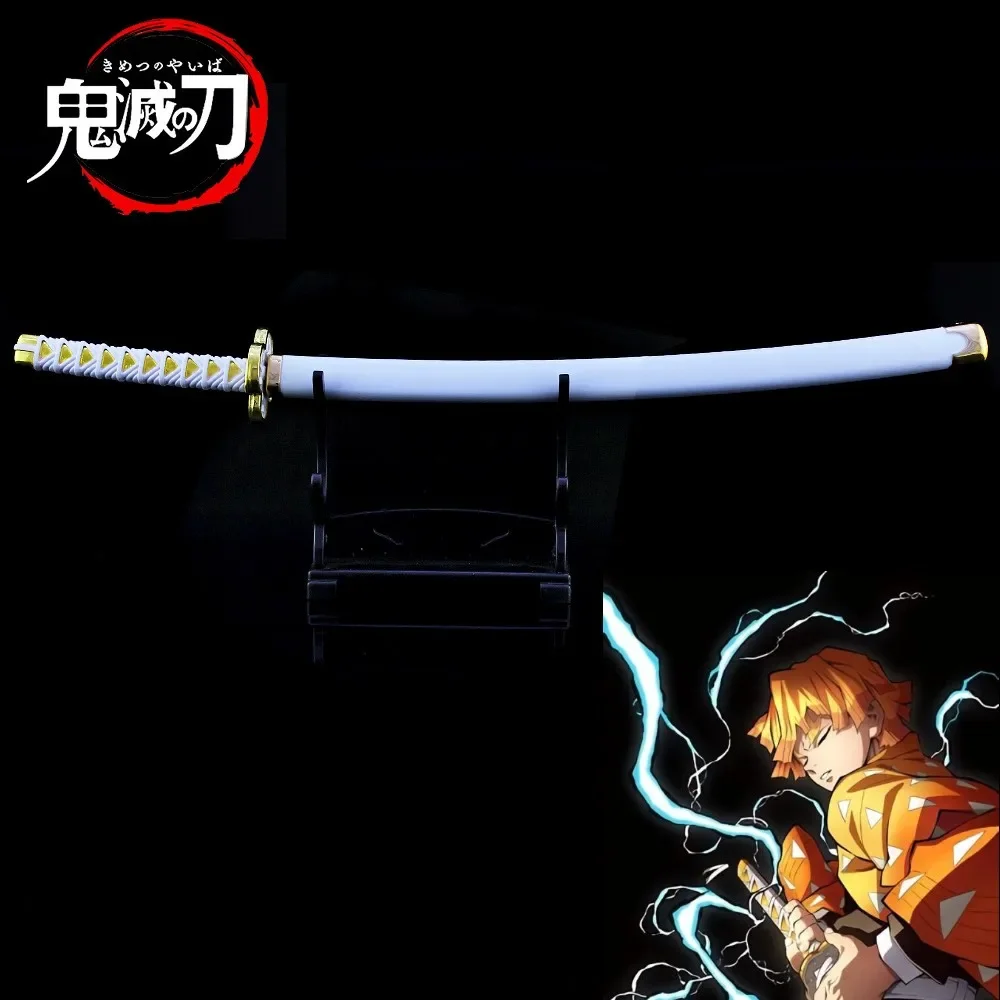Demon Slayer Sword Agatsuma Zenitsu Nichirin Blade Anime The Demon Slayer Corps Knife Katana Keychain Weapon Model Kids Gift Toy 2
