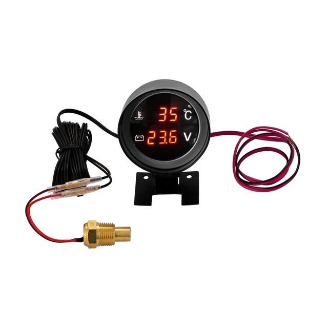 Indicatore Temperatura Acqua Auto 52mm Digitale LED - Universale Per Auto E Moto, Sensore NPT 1/8
