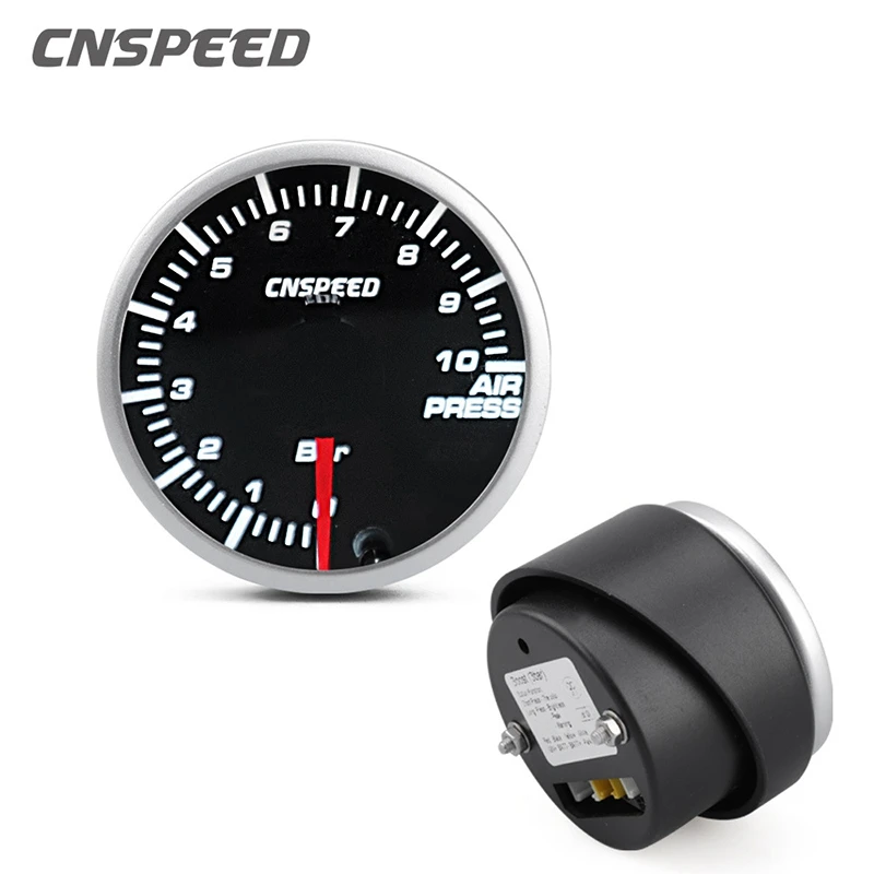 

Автомобильный манометр CNSPEED, измеритель давления воздуха, 2 дюйма, 52 мм, 12 В, 0-10 бар, 10 цветов