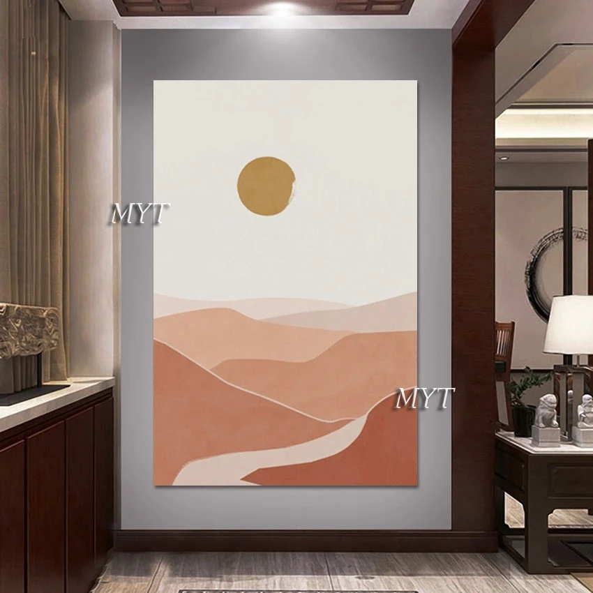 

Sun Simple Abstract Paintings Frameless Kids Room Art Decoration Mountain Natural Scenery Wall Picture Canvas Roll Hand Drawing