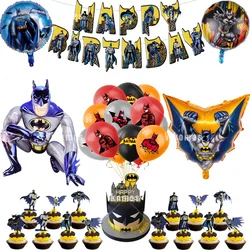 Batmaned Foil Balloons Superhero Latex Ballons Happy Birthday Banner Hero Party Decoration Boy Cake Topper Disposable Tableware