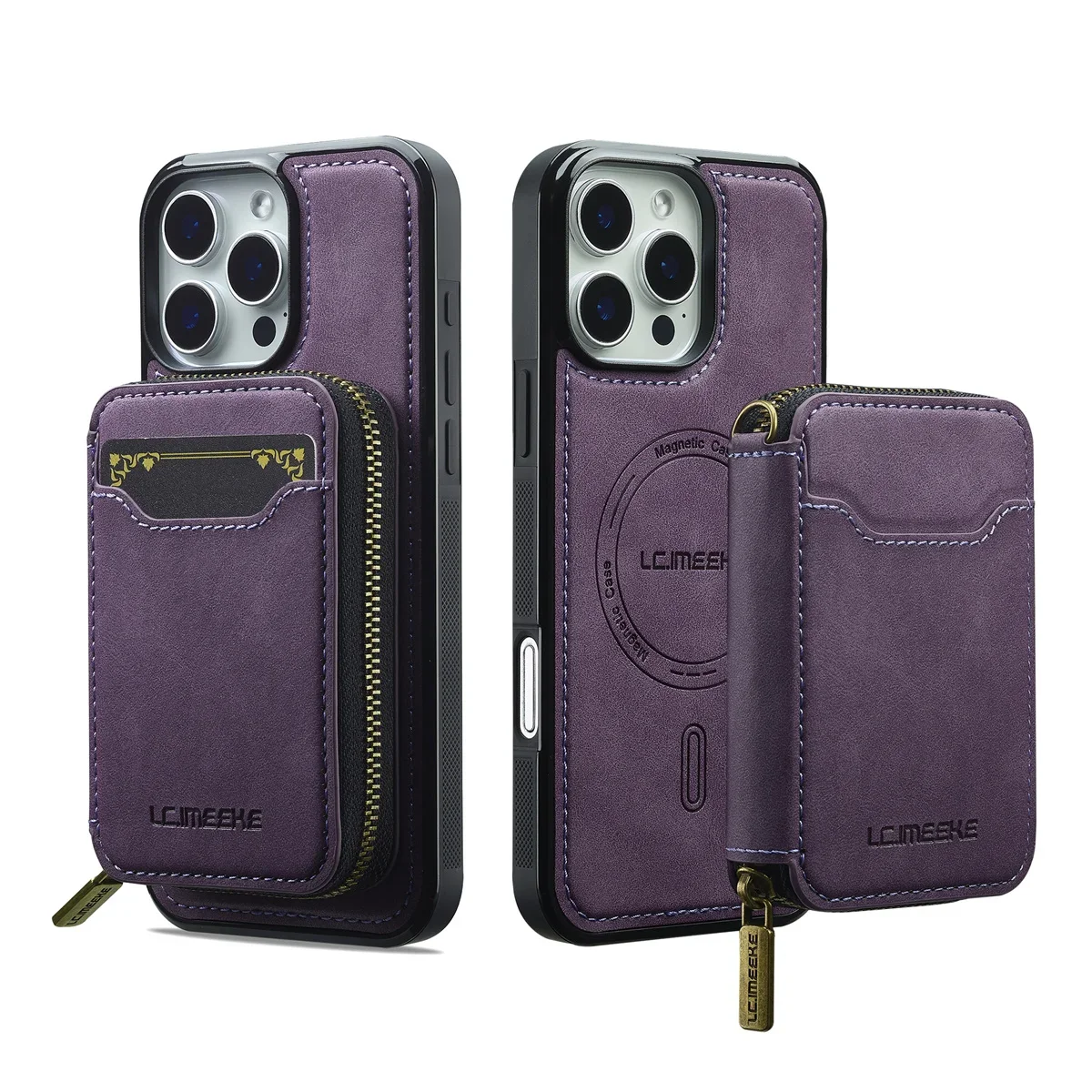 Premium 2-in-1 Magsafe Magnetic Leather Phone Case with Wallet Card Holder