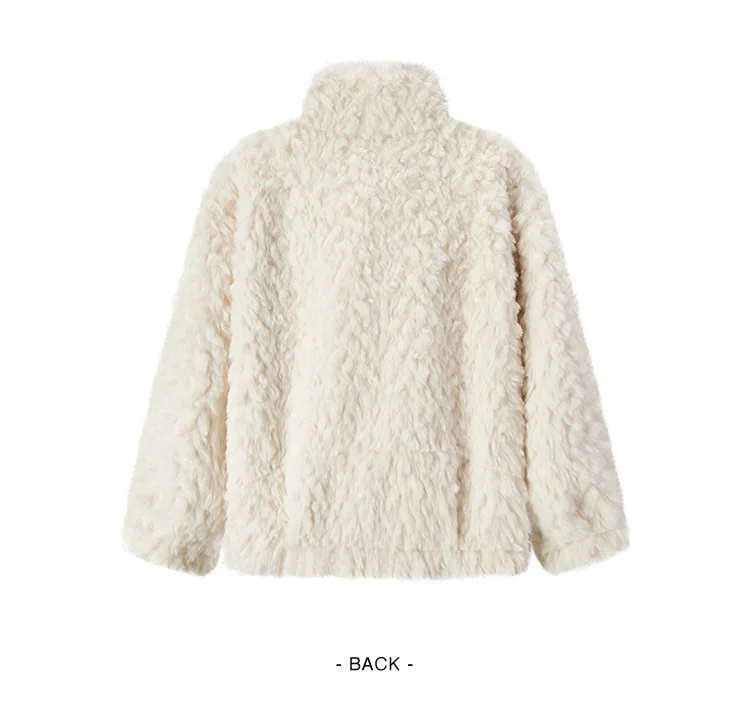 Coat Women Imitation Rabbit Fur Imitation Suede Patchwork Retro New Winter Loose Stand-Up Collar Jacket