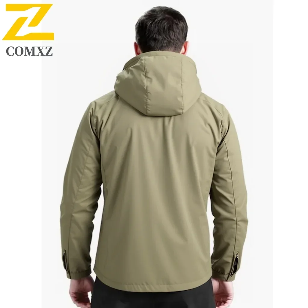 EiAO Men Lightweight Windbreaker Jacket Spring Autumn Outdoor Casual Workwear Coat Multi Pocket Windproof Loose Fit Large Size