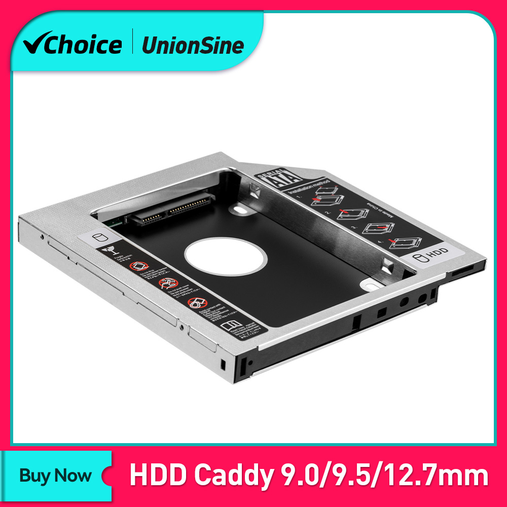 UnionSine 9.0 9.5 12.7mm HDD Caddy SATA 3.0 for 2.5'' SSD Case Hard Disk Drive Adapter for Laptop CD DVD-ROM Optibay