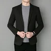 Blazer Fashion Business Handsome Gentleman Korean Version of British Style Casual Slim Solid Color Wedding Work Woolen Blazer 3