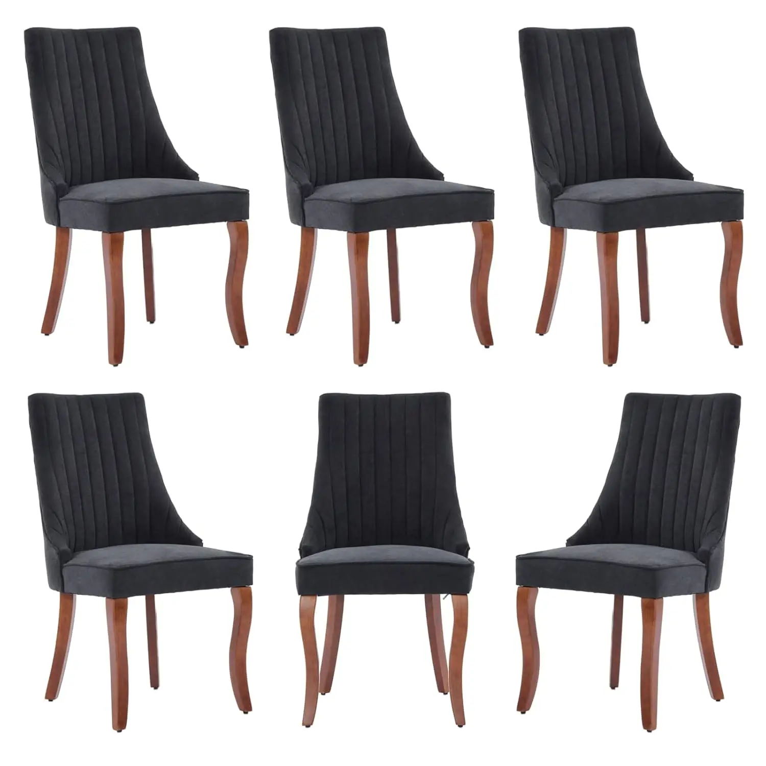 Dining Chairs Set of 6,Comfy Fabric Upholstered Accent Chairs for Kitchen Living Room,Channel Tufted Dining Room, Customized