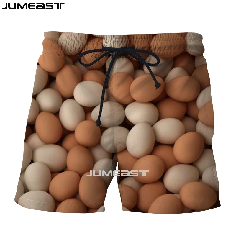 Jumeast Y2k Men Women 3D Printed Lots Of Eggs Shorts Trunks Quick Dry Beach Casual Sweatpants Short Pants