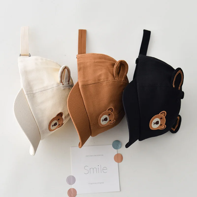 Korean Bear Baby Baseball Cap Summer Short-brim Infant Boys Girls Peaked Hat Cartoon Ears Toddler Kids Adjustable Sun Hats
