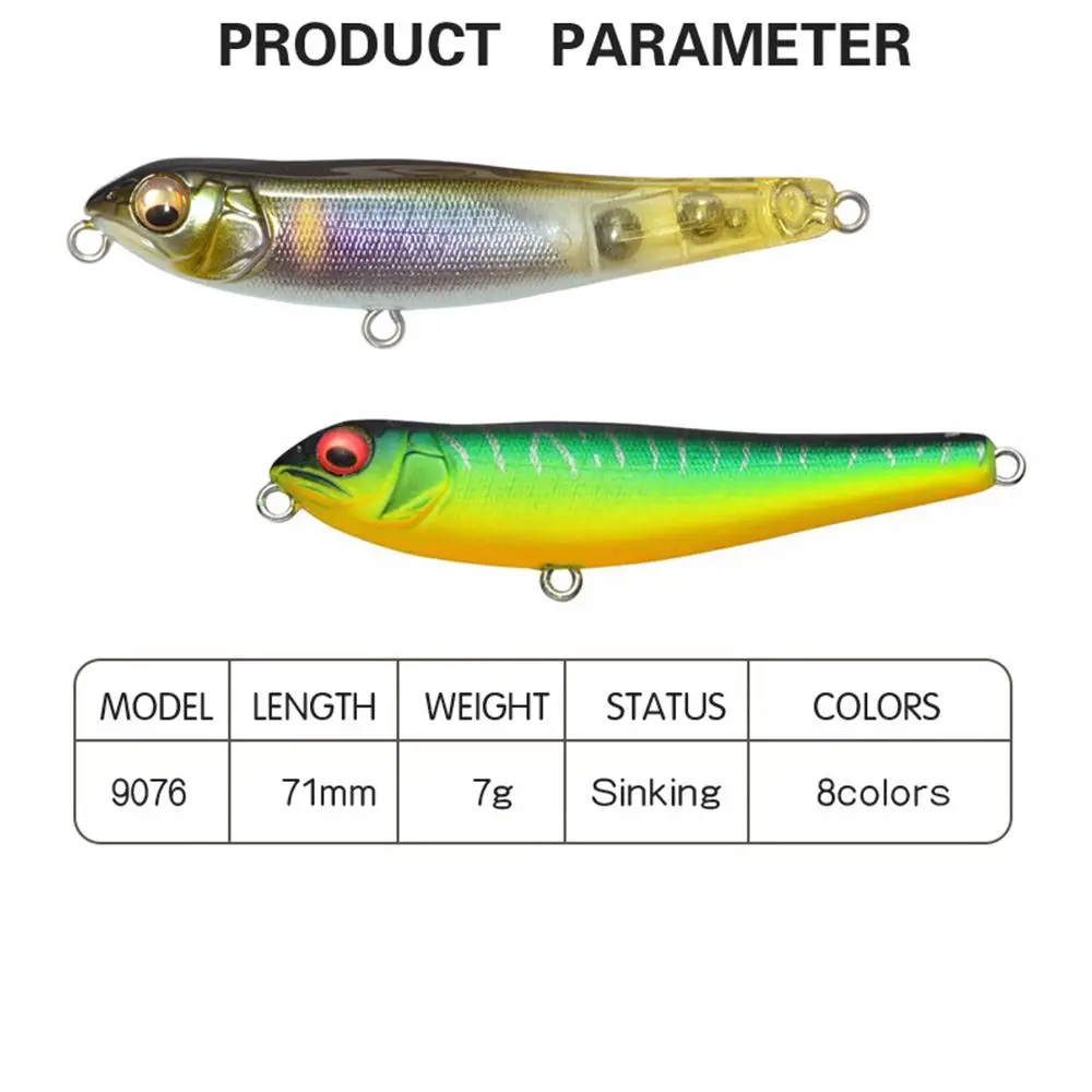 Transparent Useful Tackle Crankbaits Pencil Baits with Steel ball Minnow Lures Winter Fishing Fish Hooks