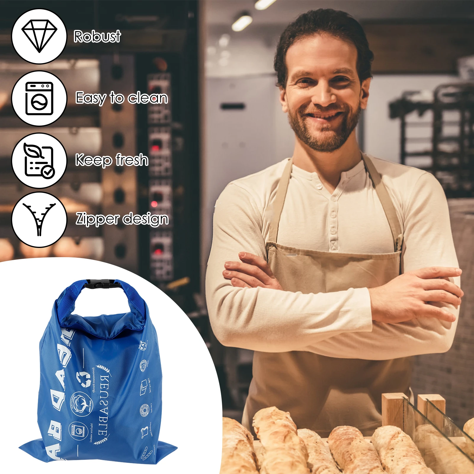 Linen Bread Storage Bags with Zipper Closure for Kitchen