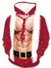 3D printed Santa Claus hoodies for men and women, drawstring long sleeved streetwear, Christmas novelty clothing