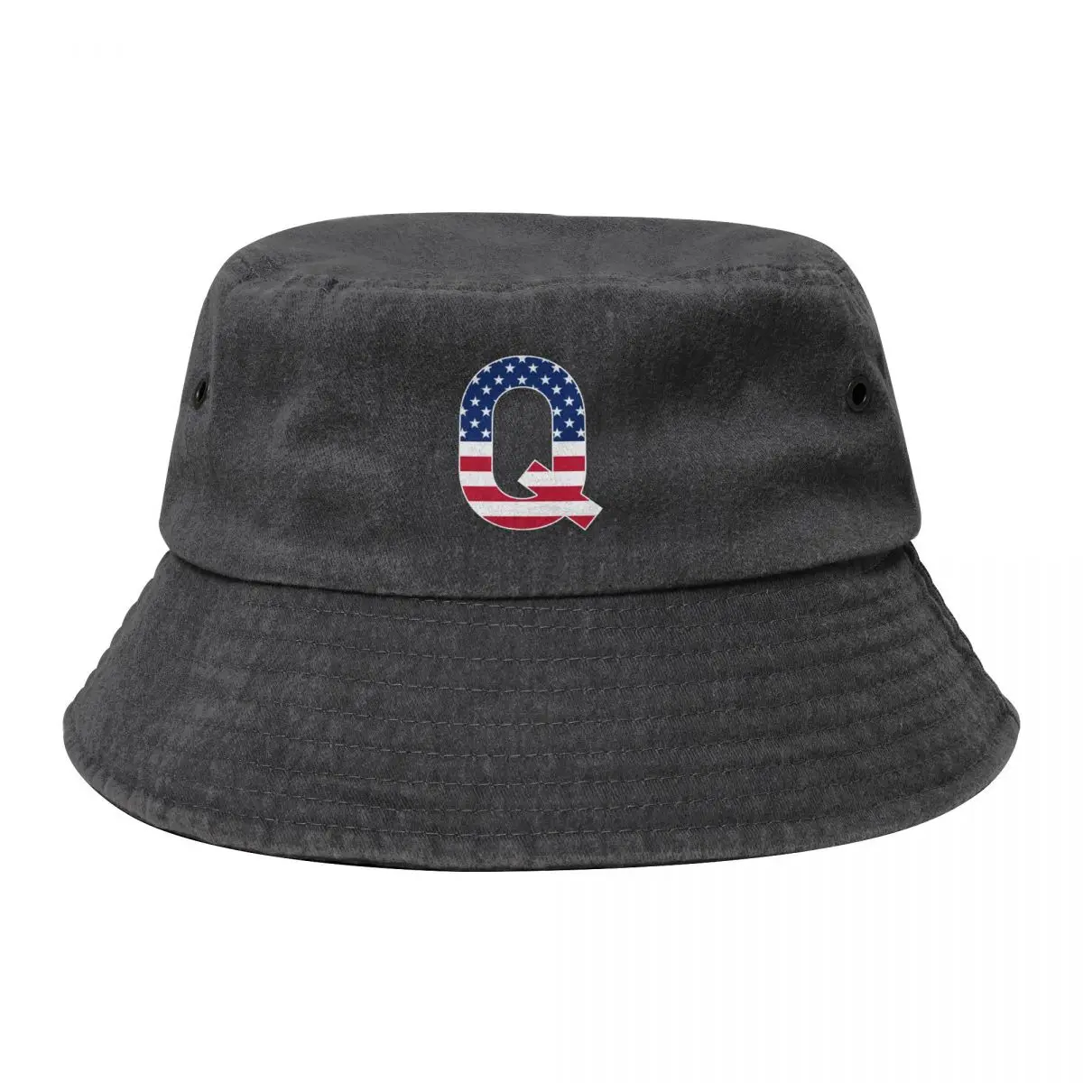 

Letter Q Capital Alphabet Q American Flag Gifts Bucket Hat Sports Cap beach hat Gentleman Hat Woman Men's