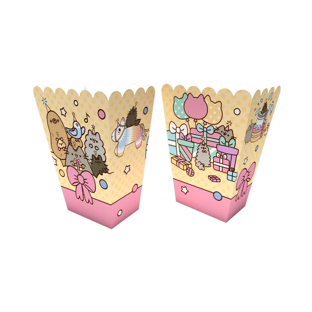 Pusheen Cat Birthday Party Decoration Party Supplies Tableware Sets Popcorn Box Balloons Banner Plates Straw Decor party supplies
