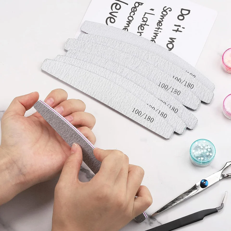 5Pcs/Lot Nail File Mix Color Limas 80/100 Grit Professional Sandpaper Cuticle Remover Buffer Files Manicure Tool Set