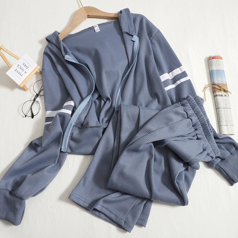 

Early Autumn Casual Fashion Suit Female Loose Sweater Cardigan Coat High Waist Wide Leg Trousers Sports 2-Piece Set