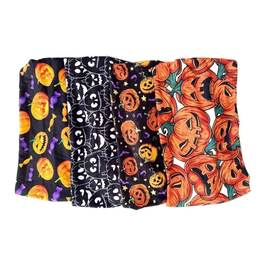 New Skull Print Halloween Headbands Pumpkin Bohemian Elastic Turban Headwear Extra Large Wide Women Headwrap Hair Accessories