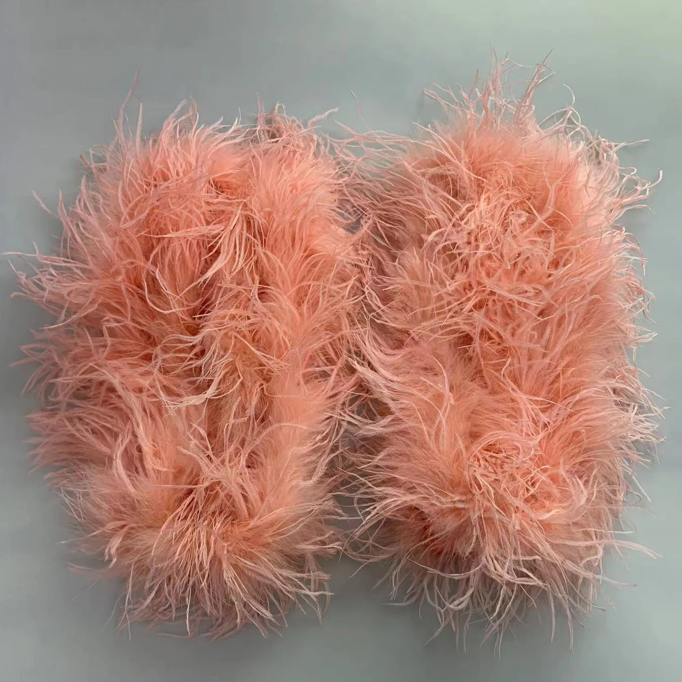 2024 peach fuzz A Pair Ostrich Feather Arm Sleeve Glove Cuffs  For Party Luxurious Furry Fluffy Fashion Accessory length 30 cm