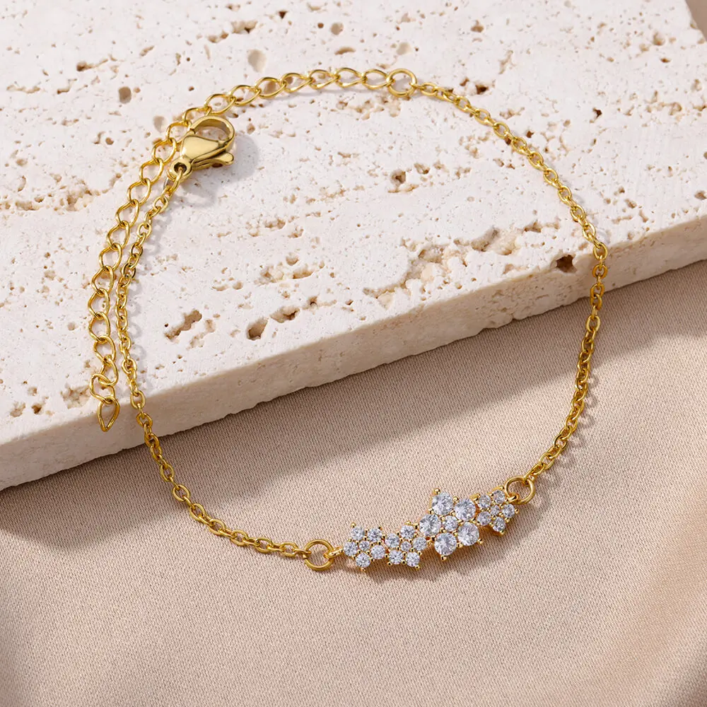 Crystal Zircon Star Bracelets Women Fashion Gold Plated Stainless Steel