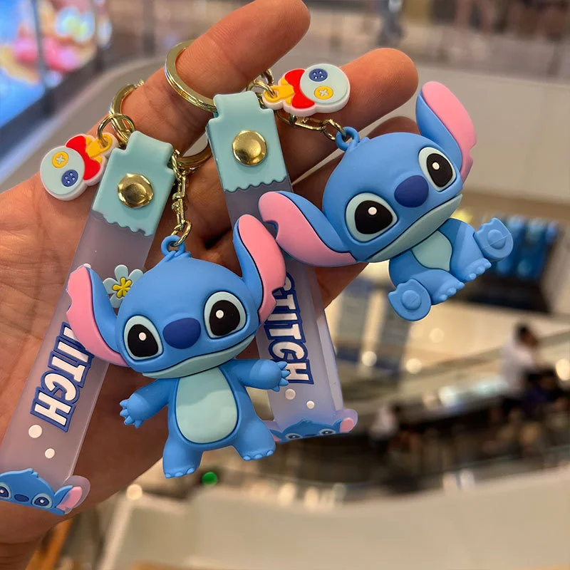 Lilo and Stitch Keychain Cartoon Pink Purple Stitch Doll Keyring Pendant