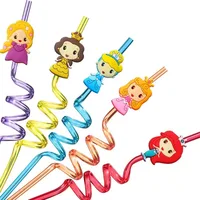 5pcs Disney Frozen Elsa Mermaid Reusable Princess Straws for Kids Birthday Plastic Straws Baby Shower Supplies Girls Party Favor