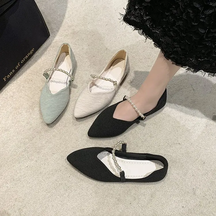 

Женская обувь, осенняя женская обувь с украшением из жемчуга, нескользящая повседневная спортивная обувь с закрытым носком, 2024