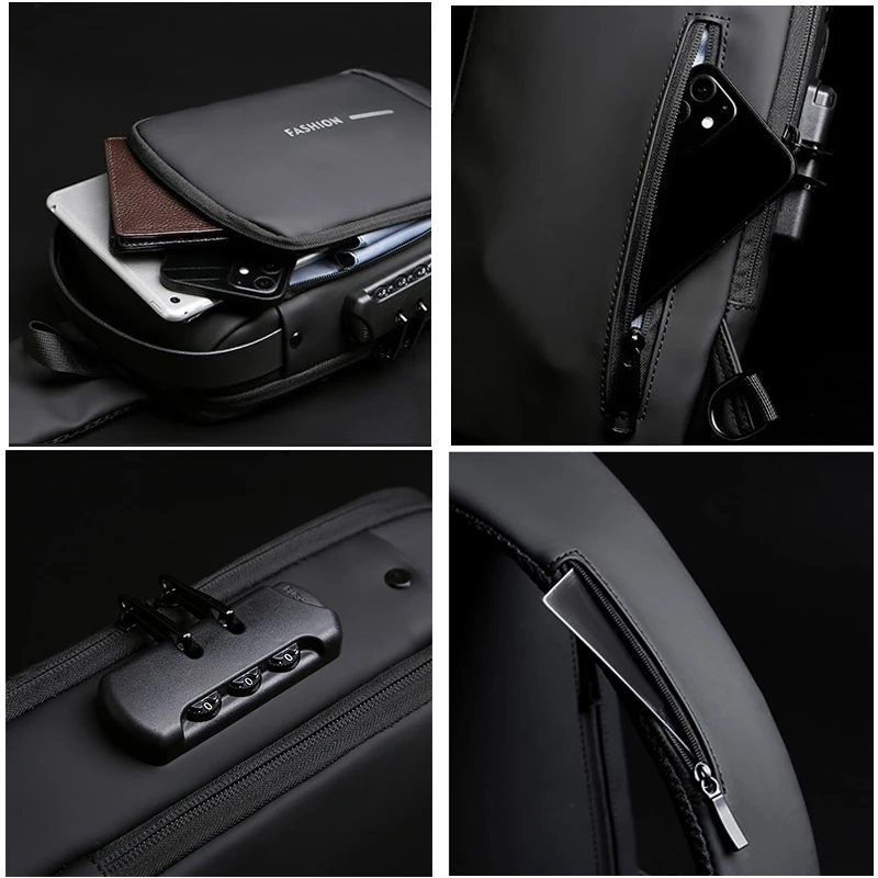 Geestock Anti-Theft Crossbody Bag Men's Shoulder Bag Travel Messenger Chest Sling Pack USB Chest Bag Shoulder Bag For Men - Image 4