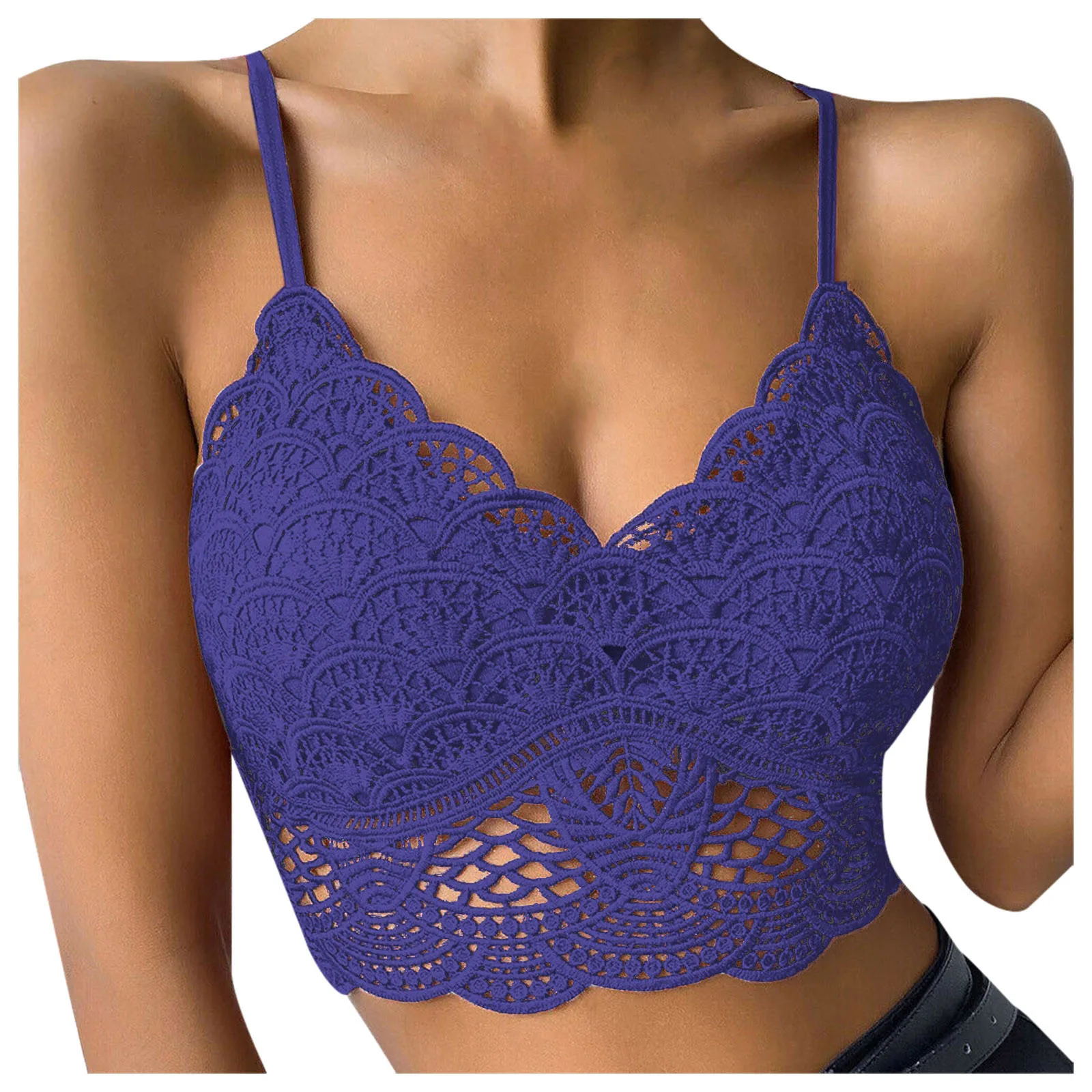Summer Women Lace Sexy Crop Top Vest Sleeveless Padded Bralette Bra Bustier Club Cropped Tank Camis Camisole Lingerie Underwear