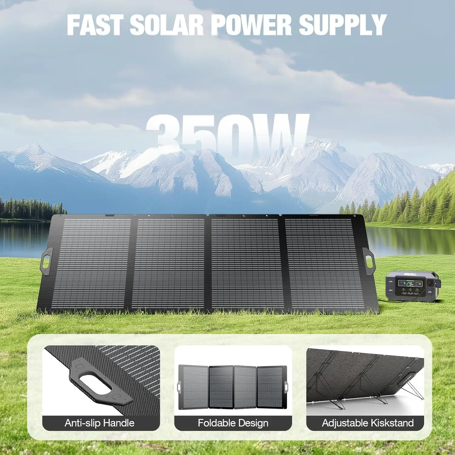 350W Portable Solar Panel for Power Station Foldable Solar Panel High-Efficiency Waterproof Solar Charger Power Backup 3