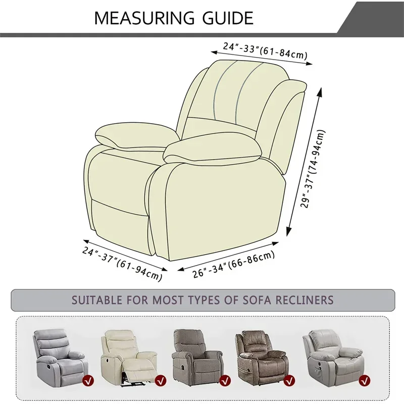 Plaid Jacquard Recliner Chair Cover Stretch Single Sofa Cover Thicken Armchair Slipcovers Relax  Chair Covers 4Pcs Split 2