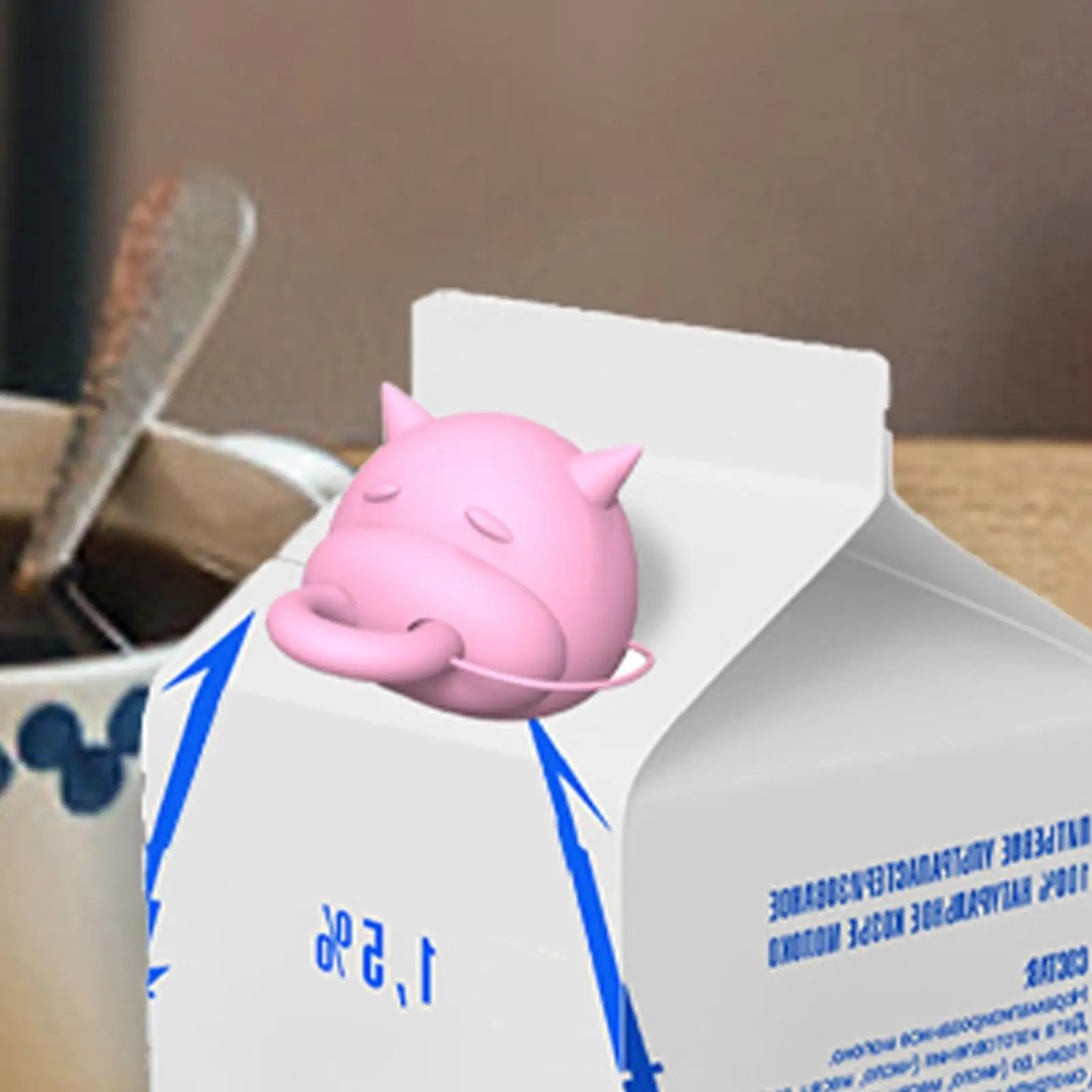 Milk Bottle Dispenser C-aps Bottle Covers Cow-Shaped Leak-Proof Silicone 3D Printing Cover Milk Box Lid Drink lid sealing cap