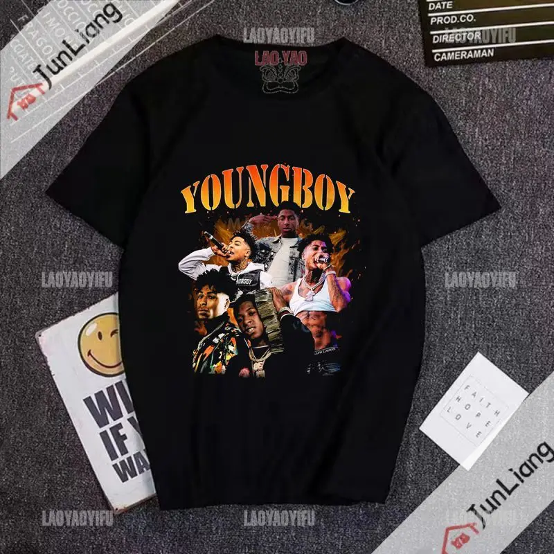 

Футболка Youngboy в стиле хип-хоп, ретро, Повседневная Свободная Удобная футболка унисекс, рубашка с коротким рукавом и круглым вырезом