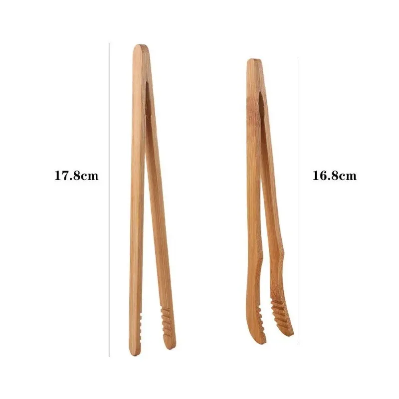 Wooden Tea Tweezer Bacon Tea Clip Tongs Bamboo Salad Food Toast Bend Clip Straight Clips Kitchen Accessories Teaware