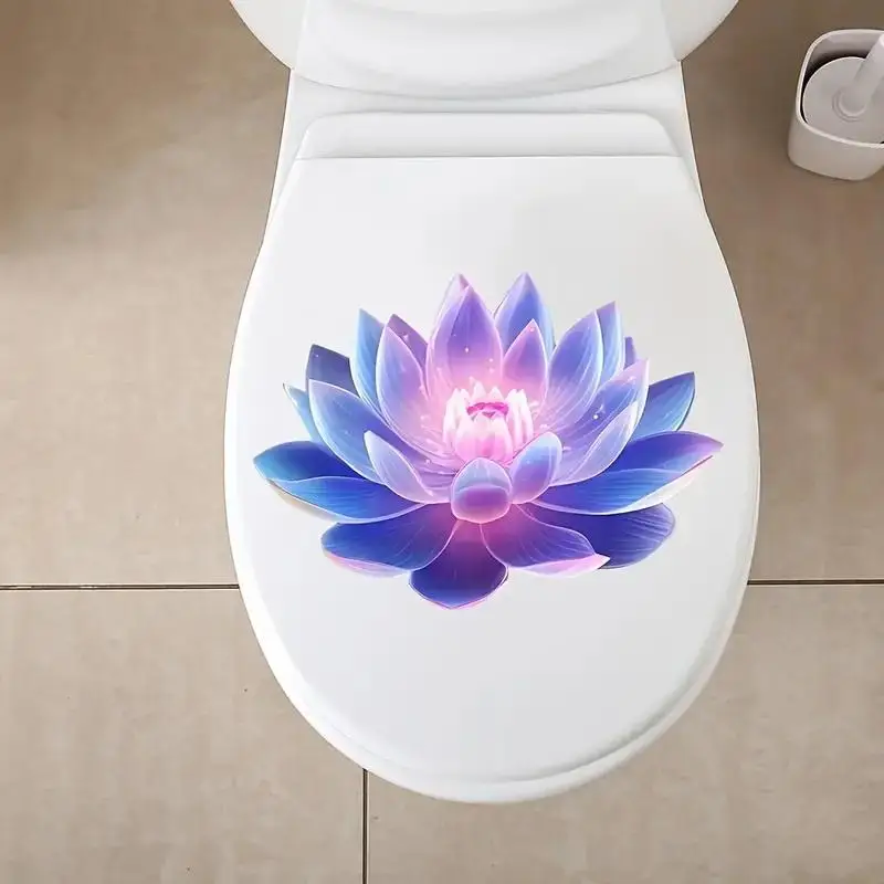 Badezimmer leuchtender Toilettenaufkleber Nachtlicht Lotus Wandtattoo Toilettensitzbezug Aufkleber selbstklebendes PVC wasserdicht Home Decor – Detail 7