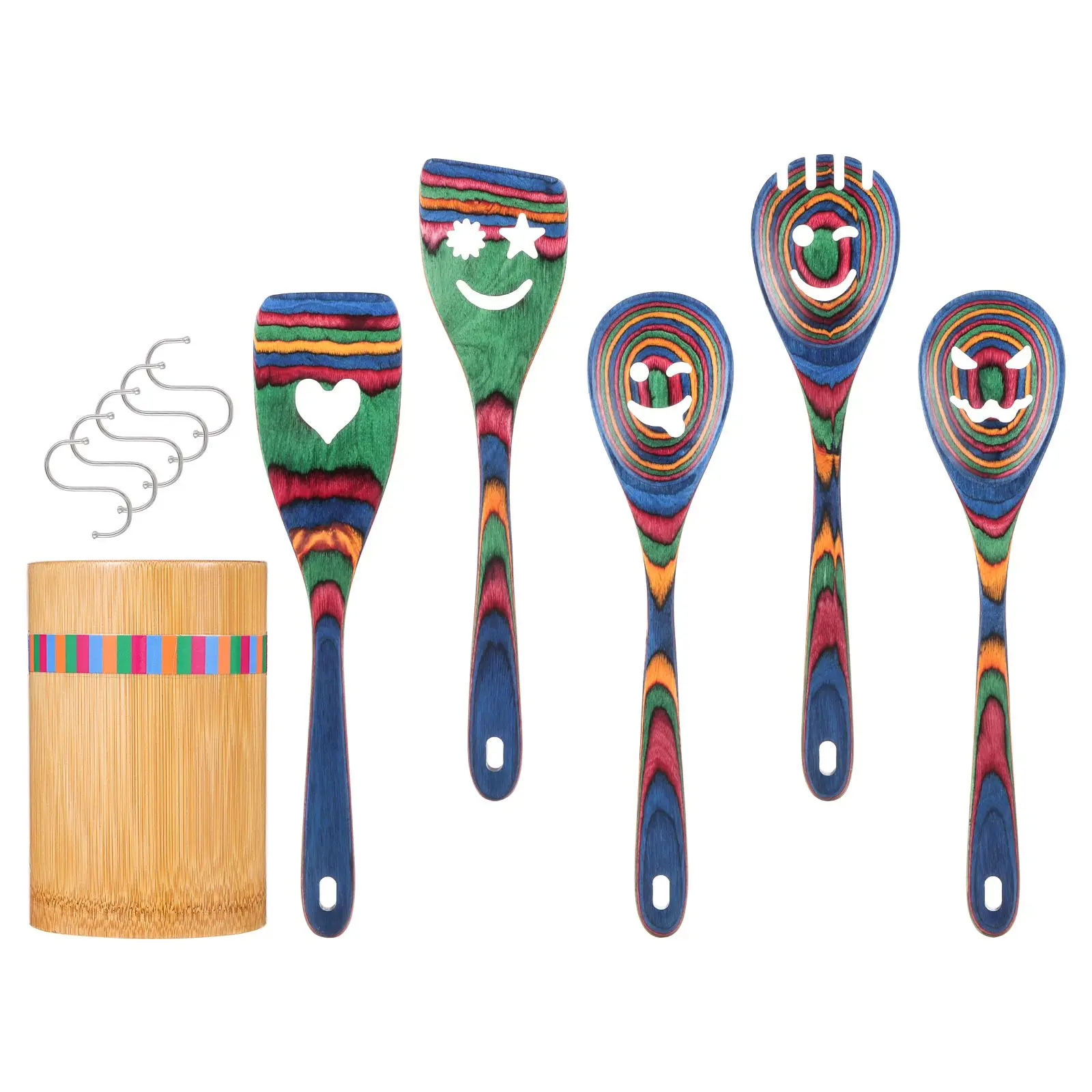 6-Piece Colorful Pakkawood Cooking Spoon Set 2