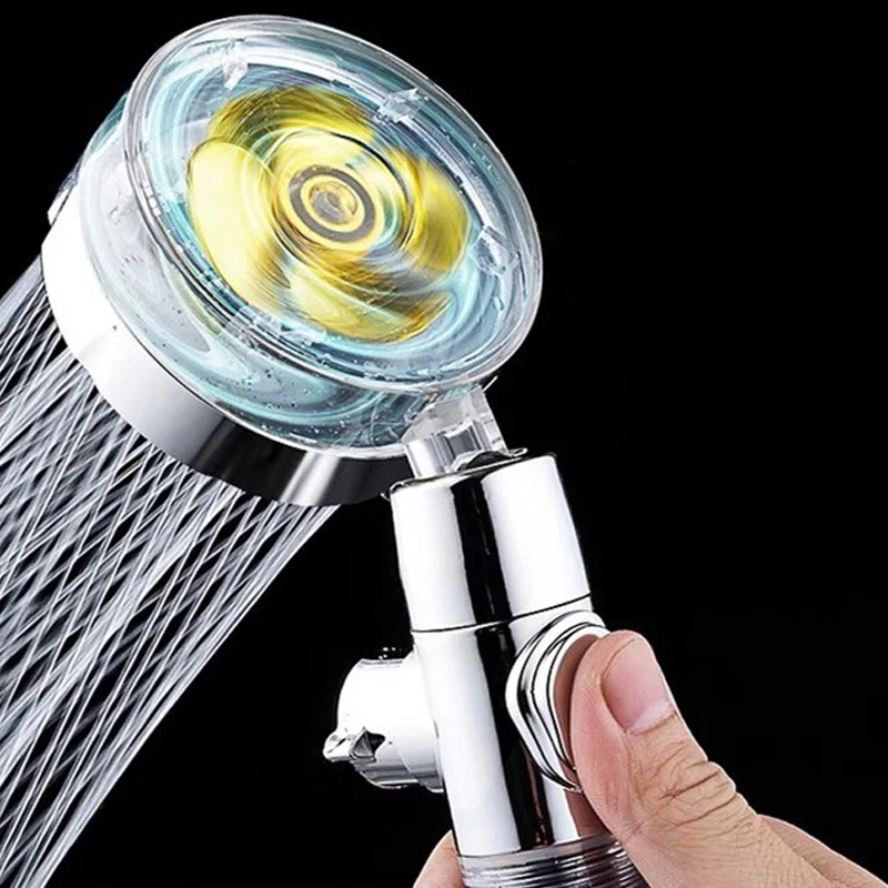 Hot Shower Head Water Saving Flow 360 Degrees Rotating With Small Fan